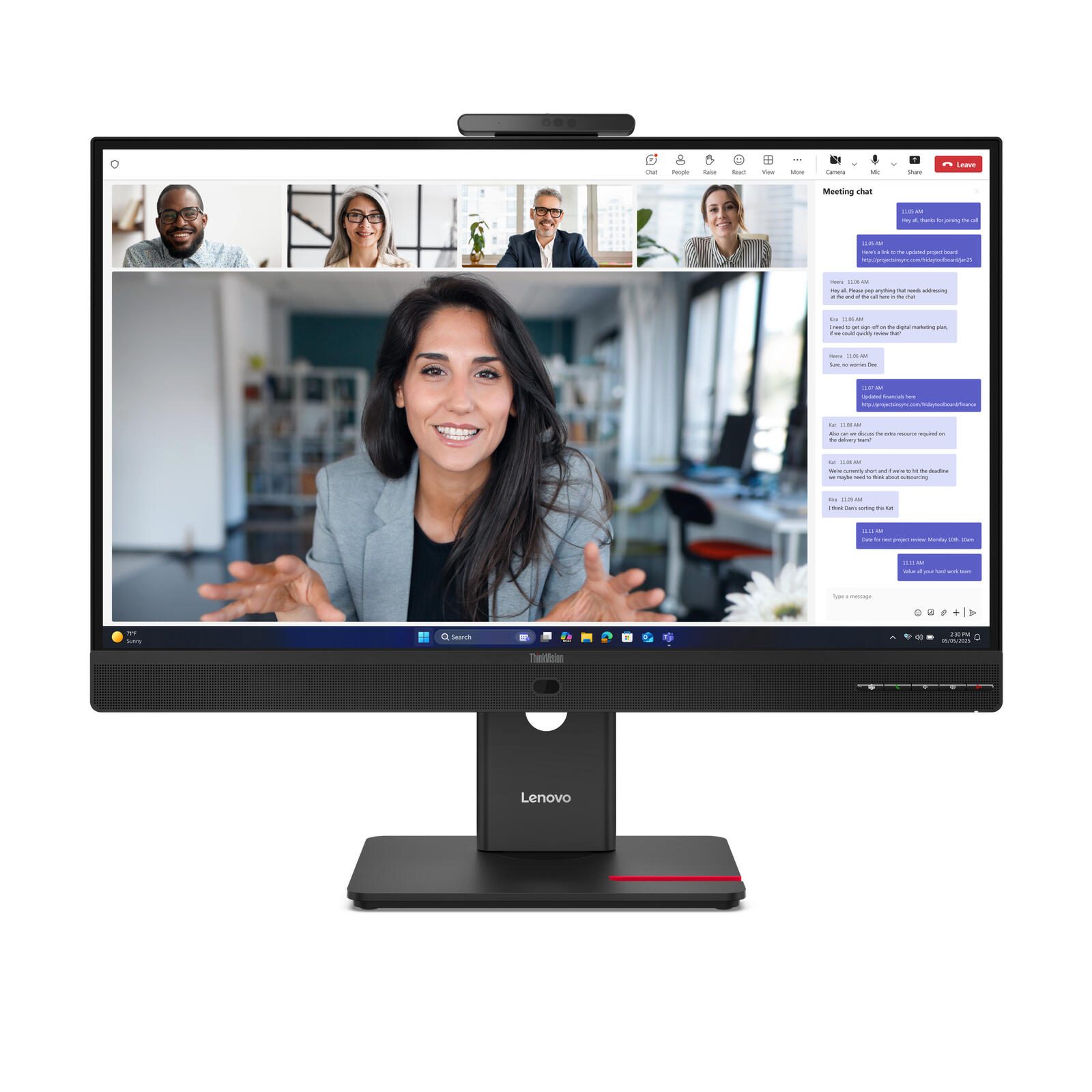 Lenovo ThinkVision T24-4v Écran de bureau Full HD 60,5 cm (23,8") Full HD (1920 x 1080 pixels), dalle IPS, 6 ms, 120 Hz, DisplayPort 1.2, HDMI 1.4