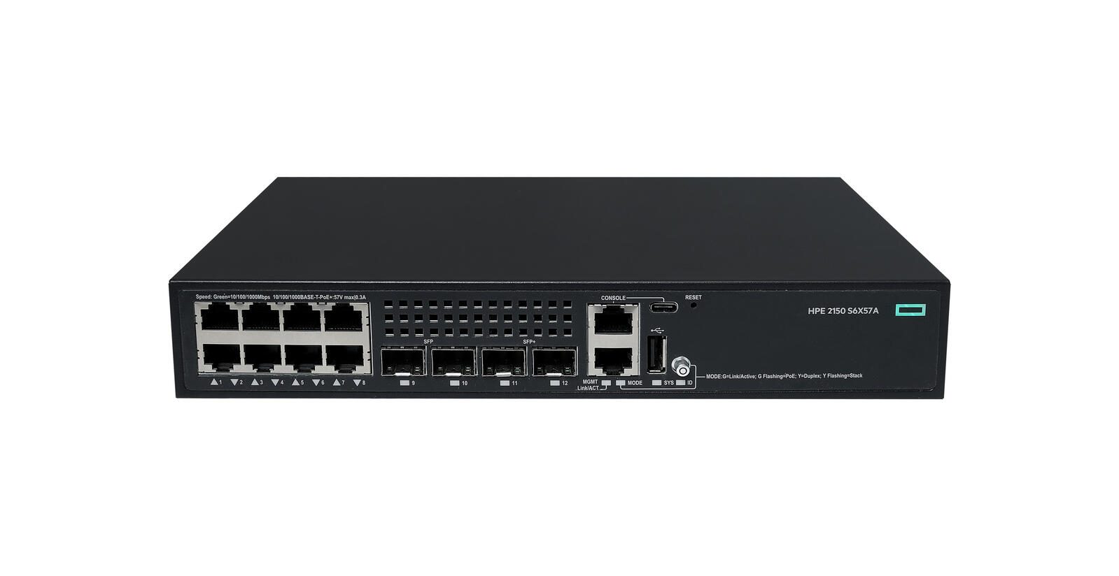 HPE Networking CW 2150 8 ports 10 M/100 M/1 G PoE+ 2 ports SFP 1 G 2 ports SFP+ 1 G/10 G 125 W (S6X57A)