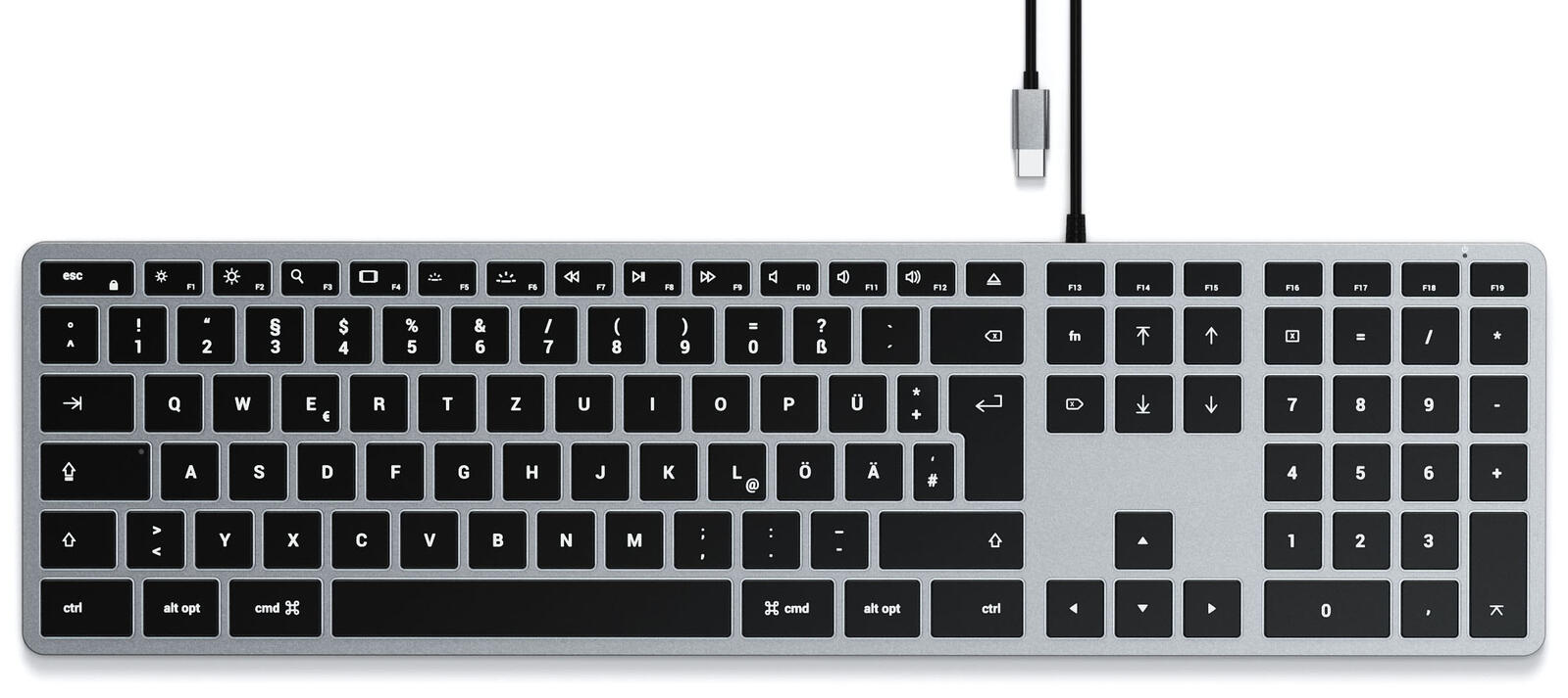 Clavier filaire SATECHI Slim W3 gris, argent