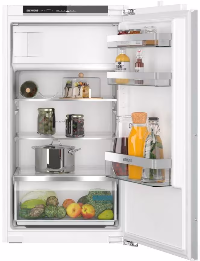Réfrigérateur encastrable Siemens KI32LVFE0 iQ300 avec compartiment congélation, hauteur d'encastrement 102,5 cm, 147 L, charnières plates, Super Cooling, extrême silence, blanc