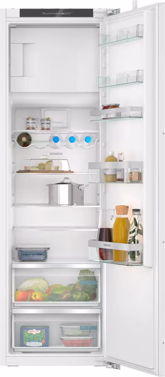 Réfrigérateur encastrable Siemens KI82LVFE0 iQ300 avec congélateur, hauteur d'encastrement 177,5 cm, 280 L, porte pleine, super Cooling, étagères en verre safety, porte-bouteilles