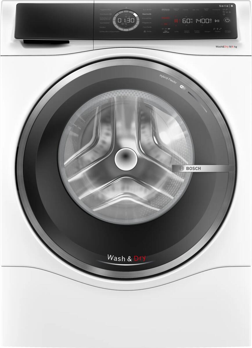 Bosch WNC244070 Serie 8 9 kg/6 kg lave-linge séchant, 60 cm de large, 1400 tr/min, AquaStop, Sportswear, Wash & Dry, blanc
