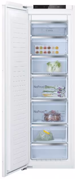 Bosch GIN81ACE0 Série 6 Congélateur encastrable, hauteur d'encastrement 177,5 cm, 212 L, Full No Frost, porte pleine, congélation rapide, blanc