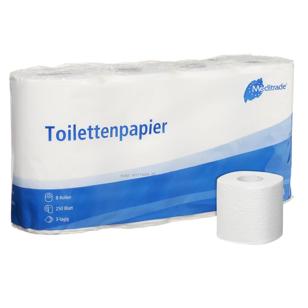 Meditrade® Papier toilette 3 couches - 1 pack = 8 rouleaux