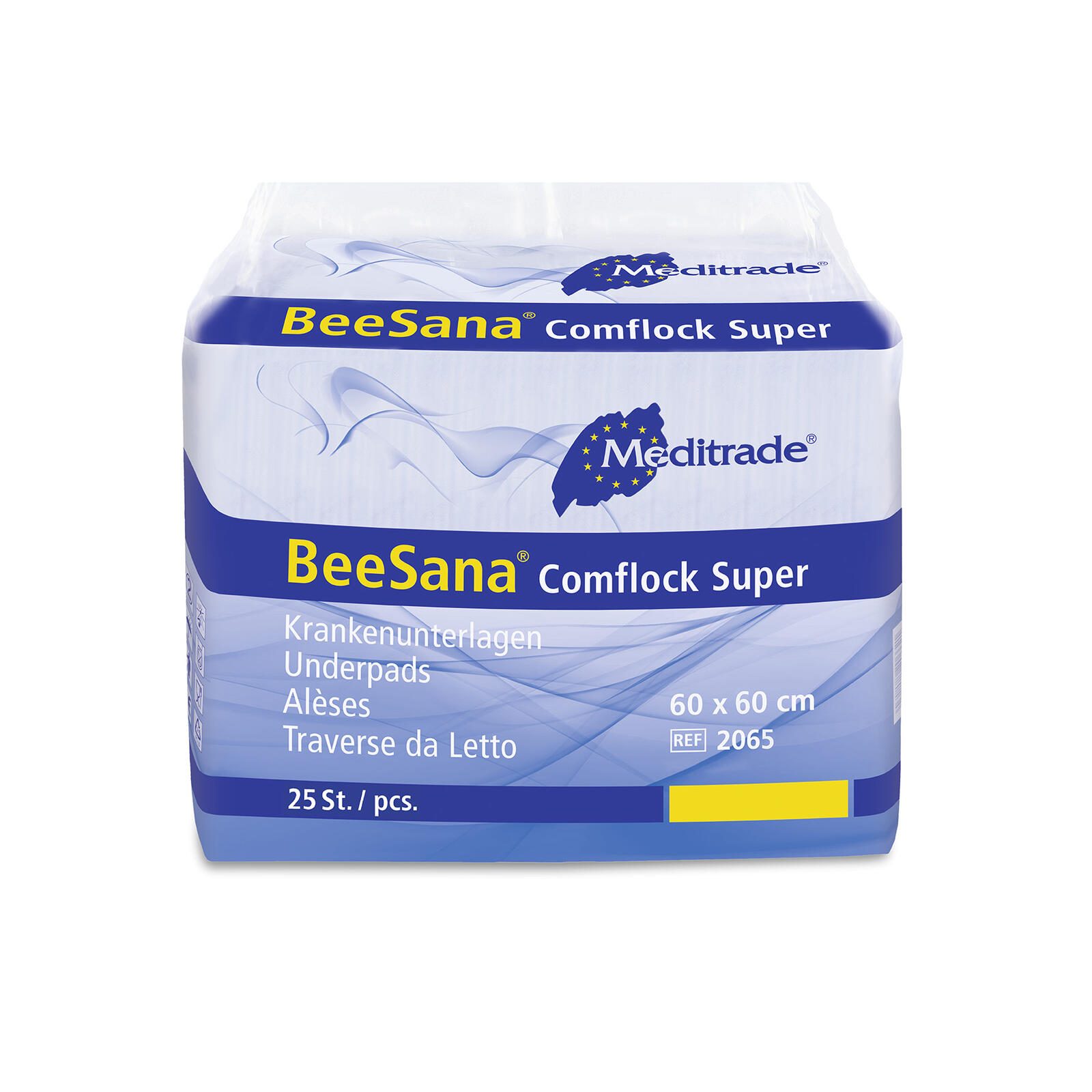 Alèses jetables BeeSana® Comflock Super Meditrade®, blanches, 1 couche, 1 boîte = 25 unités — lot de 25 pièces