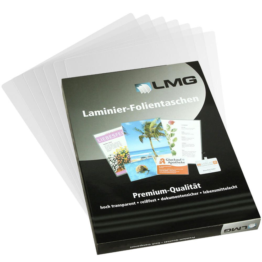 LMG Films de laminage brillants 80 microns A5 1 pack = 100 pièces — lot de 100 pièces