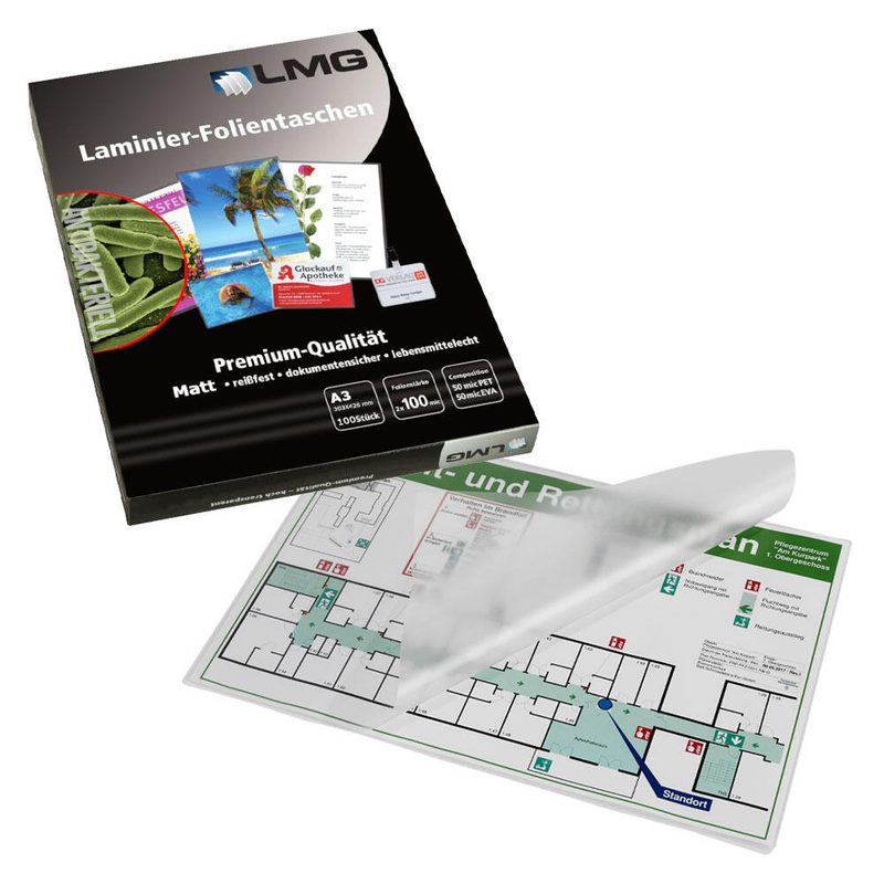 LMG Films de laminage mat 100 microns A3 1 boîte = 100 unités — lot de 100 pièces