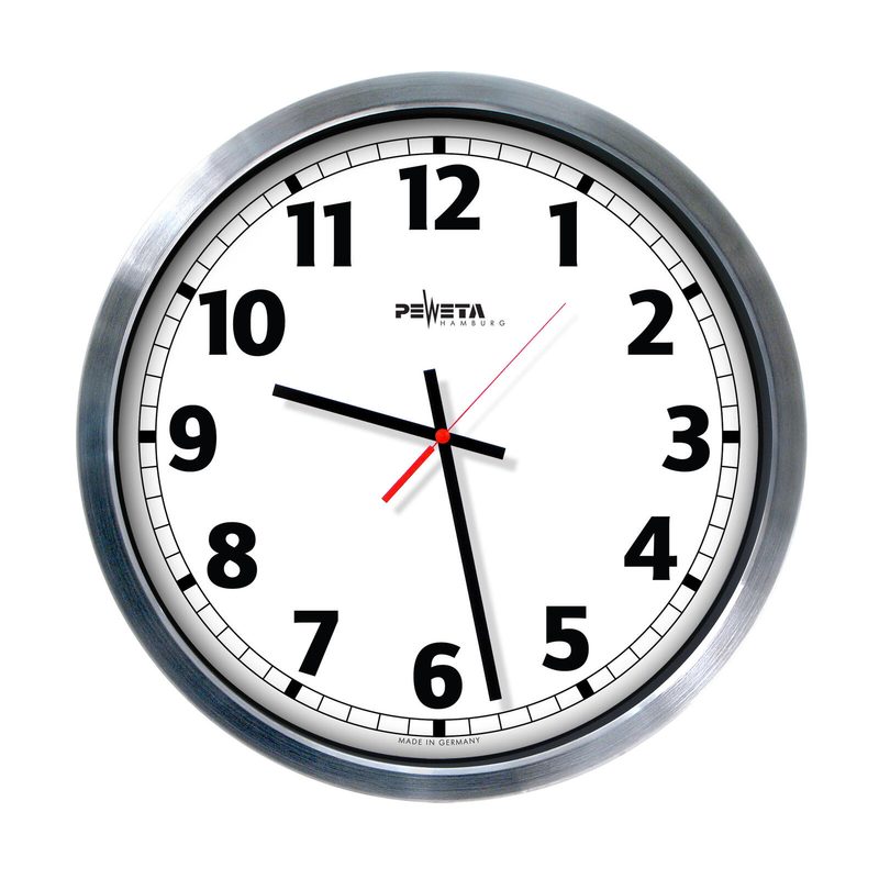 Horloge murale radio PEWETA Ø 50 cm argent