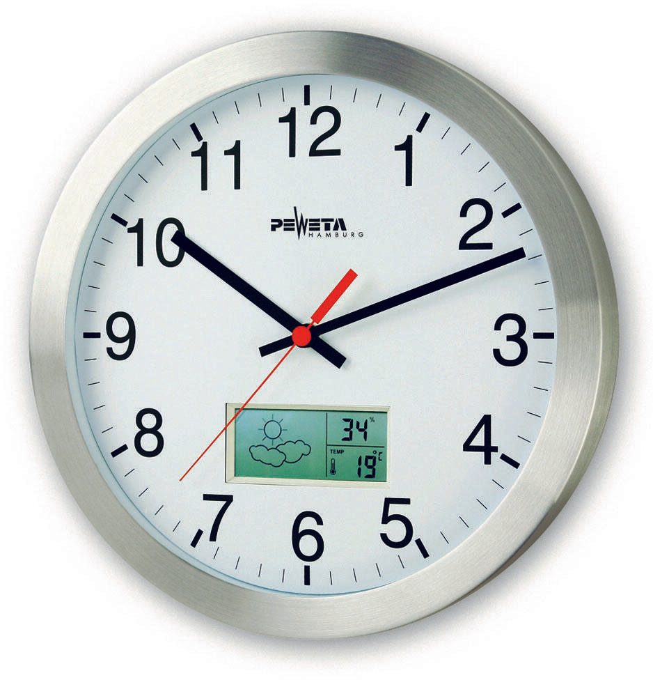 Horloge murale radio PEWETA Ø 30 cm argent