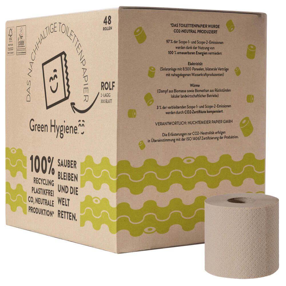 Green Hygiene® Papier toilette ROLF 2 couches papier recyclé 1 carton = 48 rouleaux
