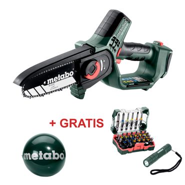 Scie à chaîne sur batterie Metabo MS 18 LTX 15 sans batterie ni chargeur en boîte + ballon d'eau gratuit + set de bits gratuit