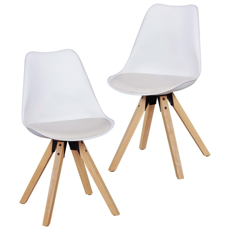 Lot de 2 chaises de salle à manger LIMA WL5.024 blanches — lot de 2 pièces
