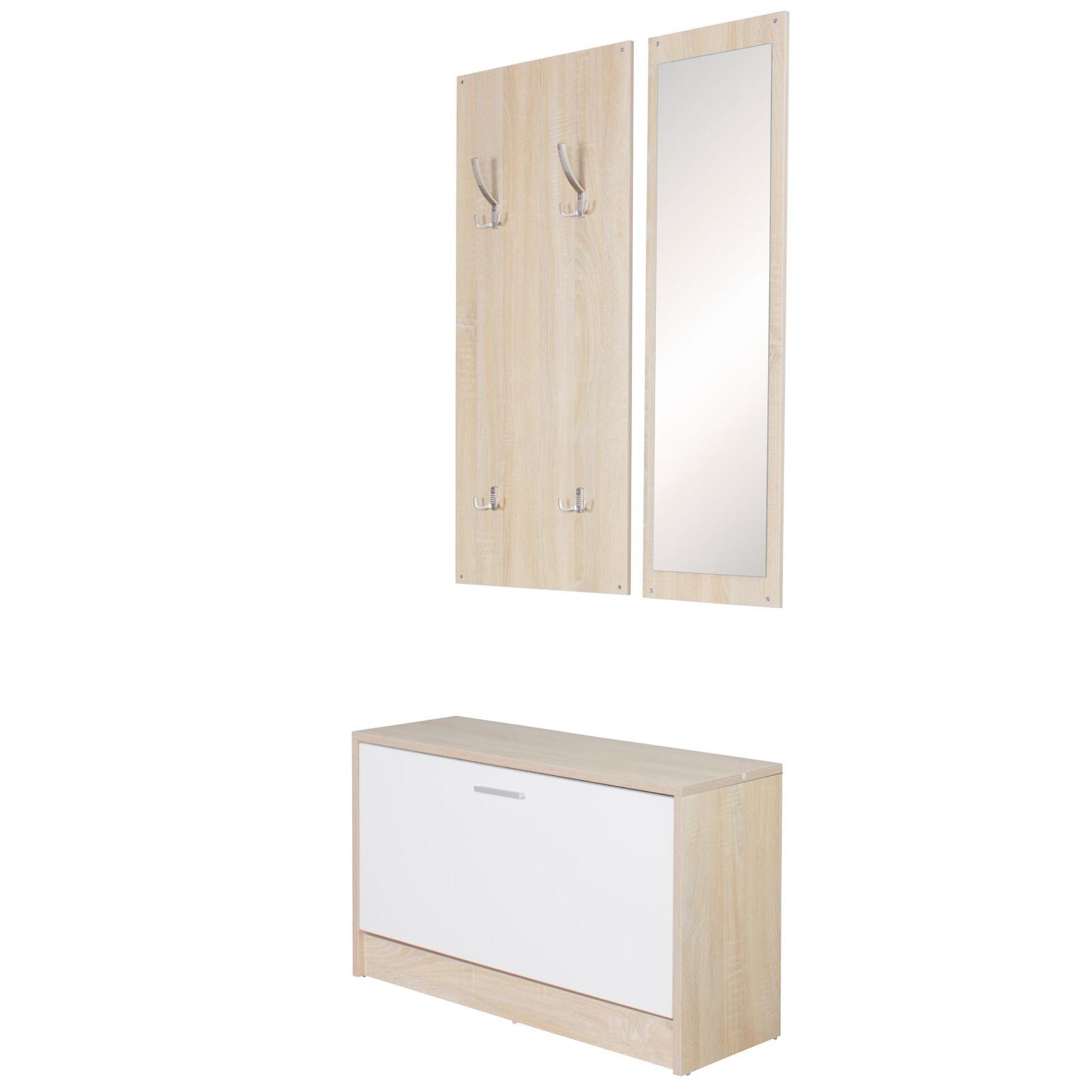 Penderie murale WOHNLING WL5.165 SALERNO avec miroir & placard à chaussures Sonoma
