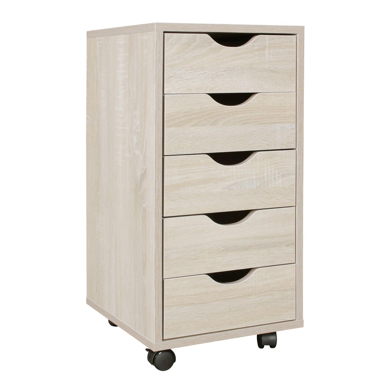 WOHNLING WL5.174 - Meuble à roulettes de bureau marron 33 x 38 x 64 cm
