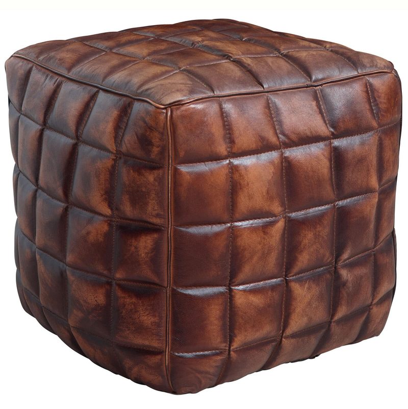 WOHNLING Cube d'assise WL5.331 marron Cuir véritable