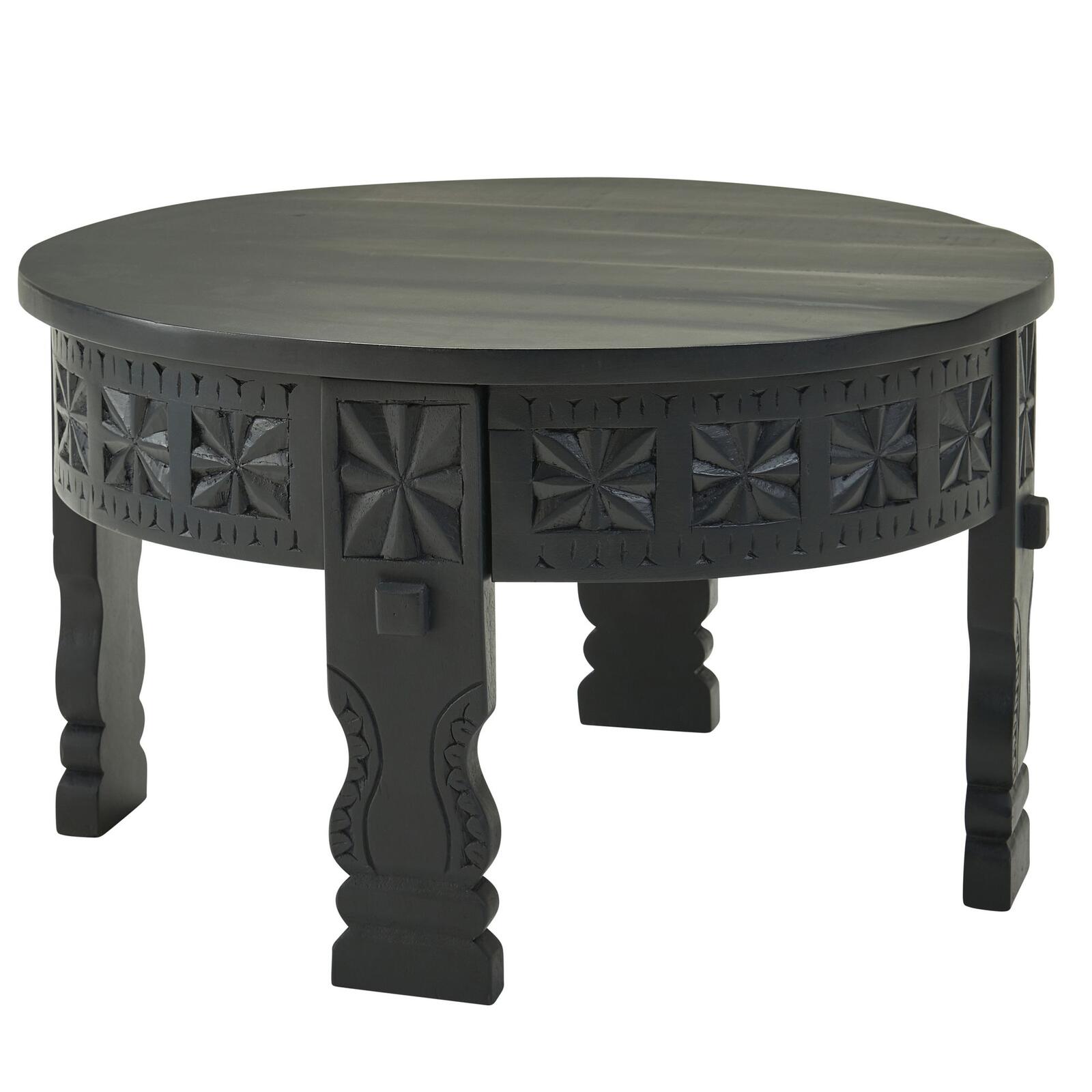 WOHNLING WL6.349 Table basse design Schwarz Mango 60 cm x 60 cm x 36 cm