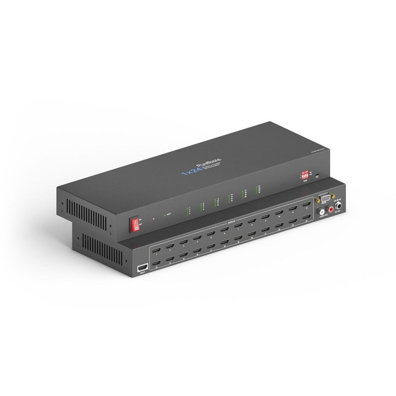 PureTools - Répartiteur HDMI 1x24, 4K (60Hz 4:4:4), Down-Scaling, gestion audio et EDID