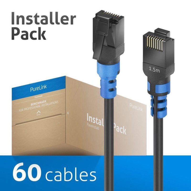 PureLink FlexInstall Câble de raccordement Cat.6A UTP 1,50 m - Pack installateur 60 pièces