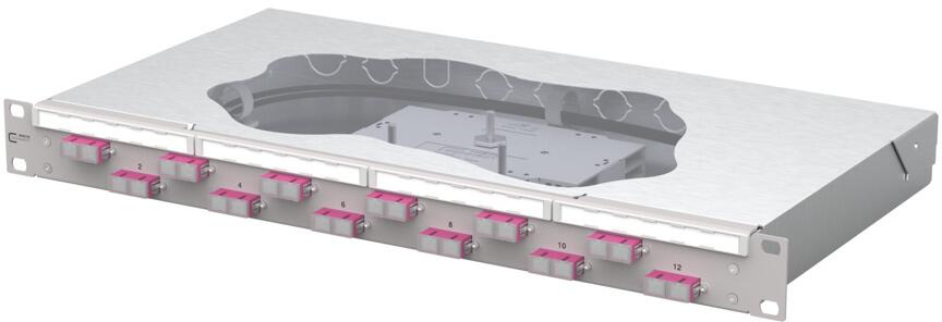 METZ CONNECT OpDAT fix2 Panneau de brassage splice12xSC-D OM4, gris (150457BB12-F)