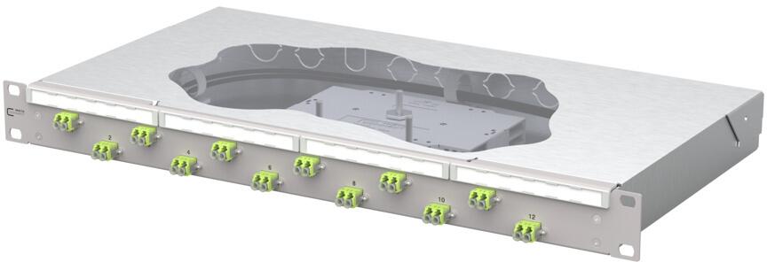 METZ CONNECT OpDAT fix2 Panneau de brassage splice 12xLC-D OM5, gris (1504587M12-F)
