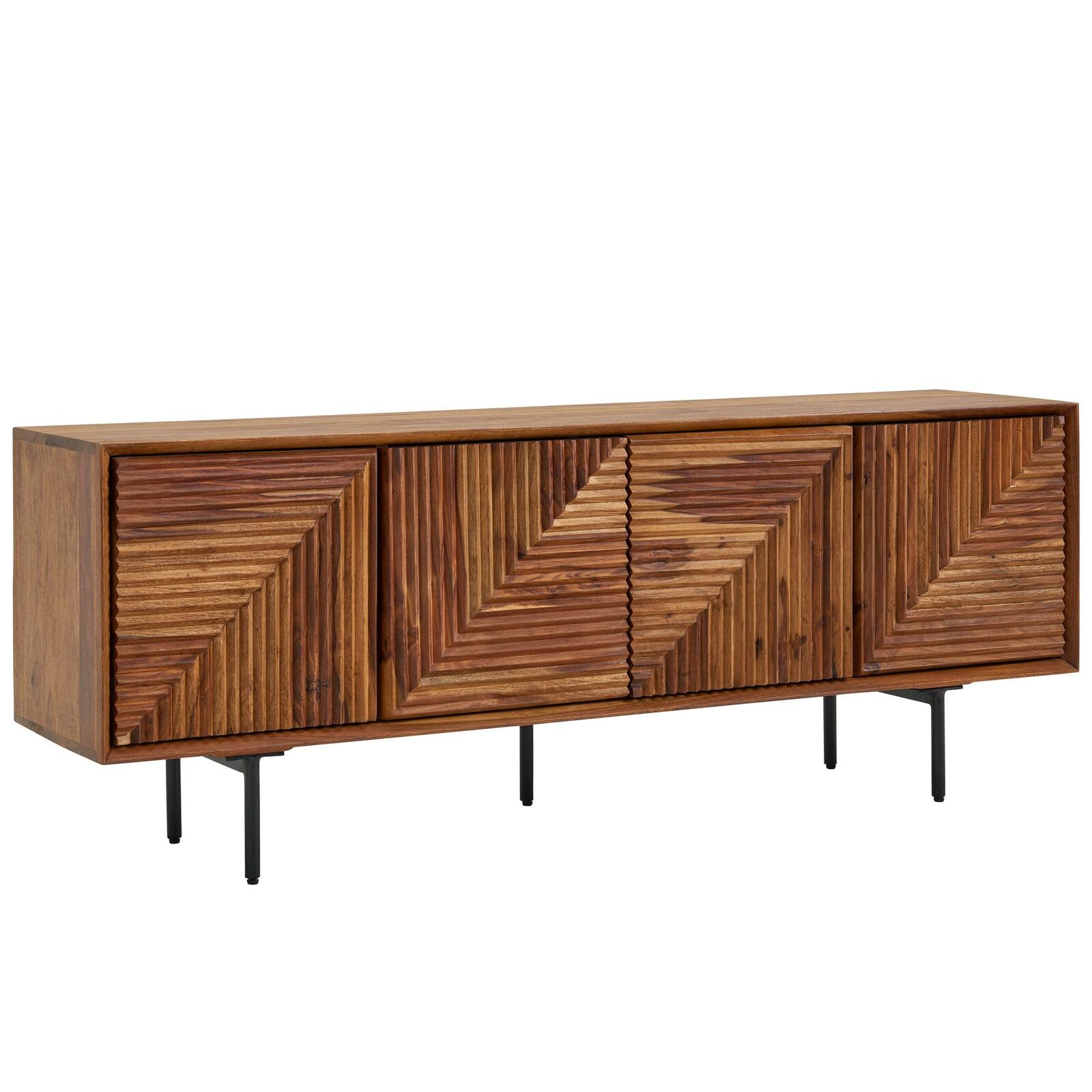WOHNLING Lowboard Sheesham en bois massif 140x54x33 cm