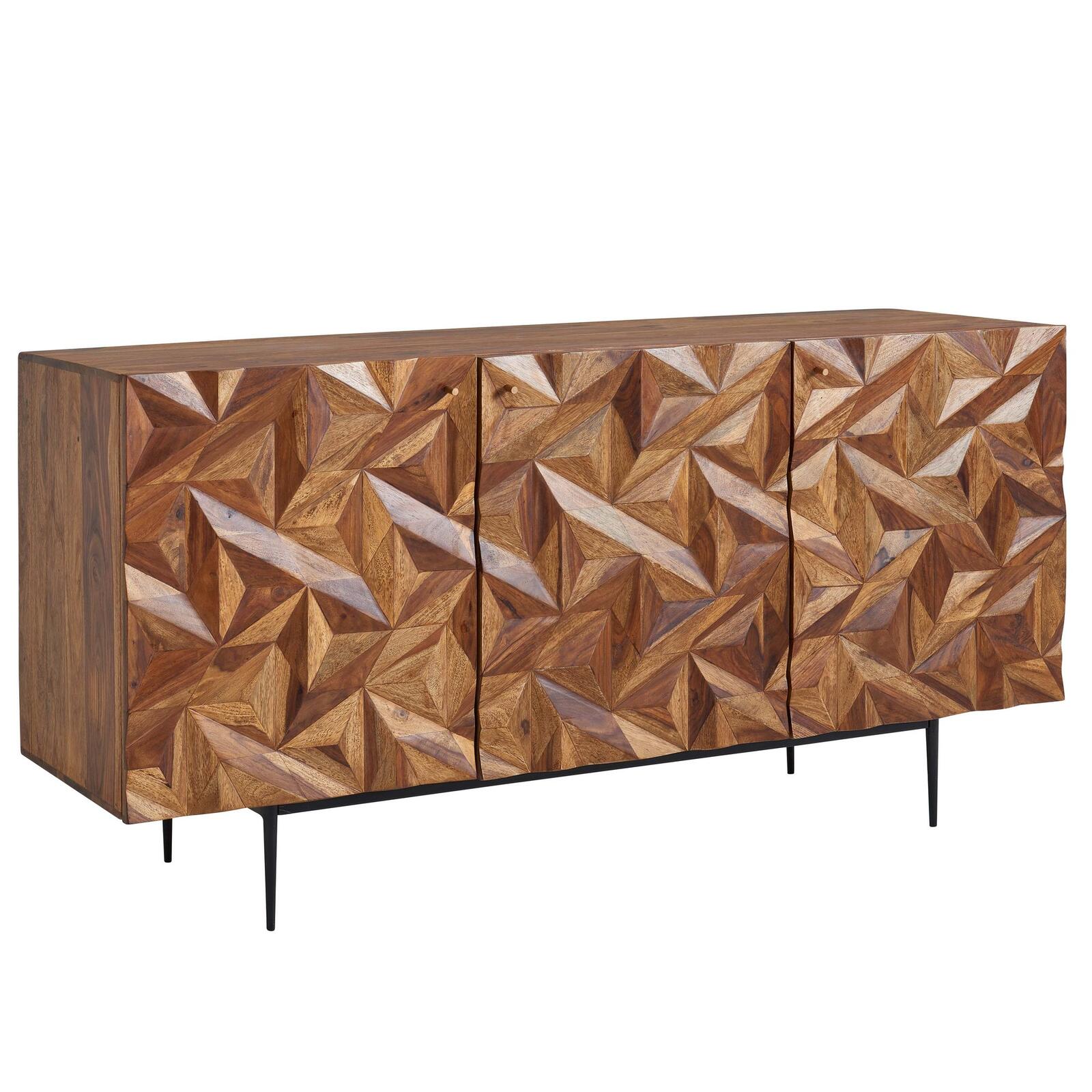 Buffet WOHNLING 144x72x47 cm Sheesham bois massif / métal