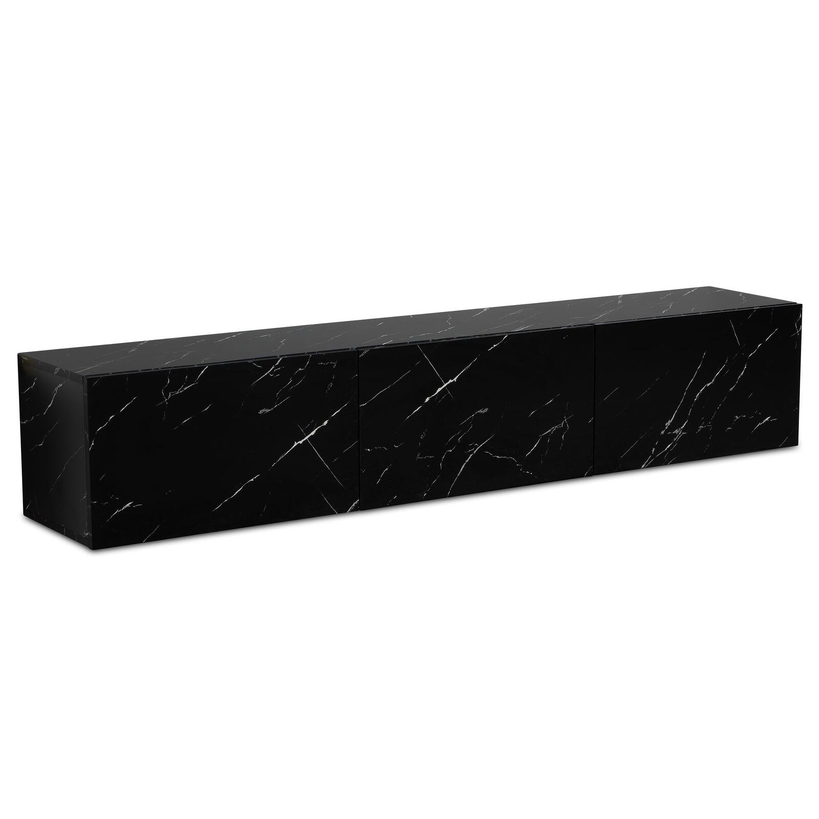 WOHNLING WL6.865 Meuble TV suspendu Lowboard effet marbre noir 160 cm x 30 cm x 30 cm