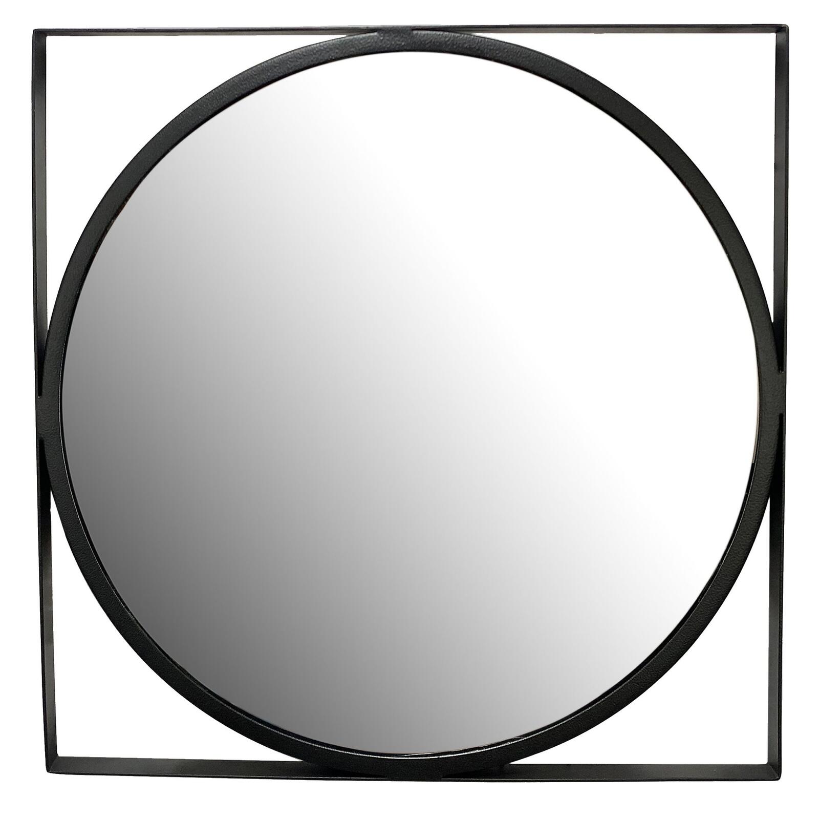 Miroir mural rond WOHNLING WL7.100 avec cadre carré en fer décoratif