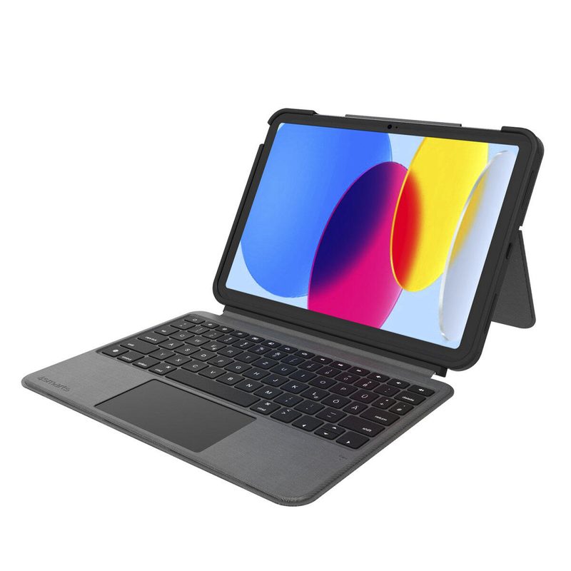 Étui clavier 2 en 1 Solid Smart Connect pour Apple iPad 11" (A16, 2025) / iPad 10,9" (10e génération) graphite - Compatible avec Apple Pencil, 4smarts Pro Pencil et Logitec Crayon