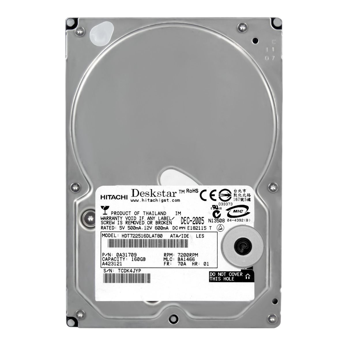 HITACHI DeskStar T7K250 160GB 7.2k 8MB ATA 3.5'' HDT722516DLAT80