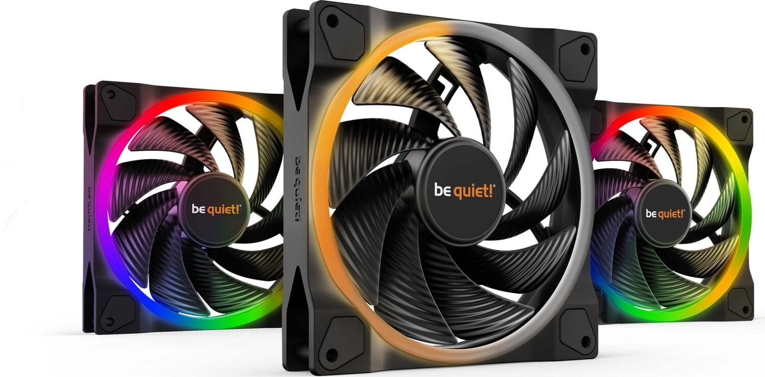 Pack de 3 ventilateurs Light Wings 140 mm PWM haute vitesse be quiet Noir, ventilateurs de boîtier, RGB, BL079