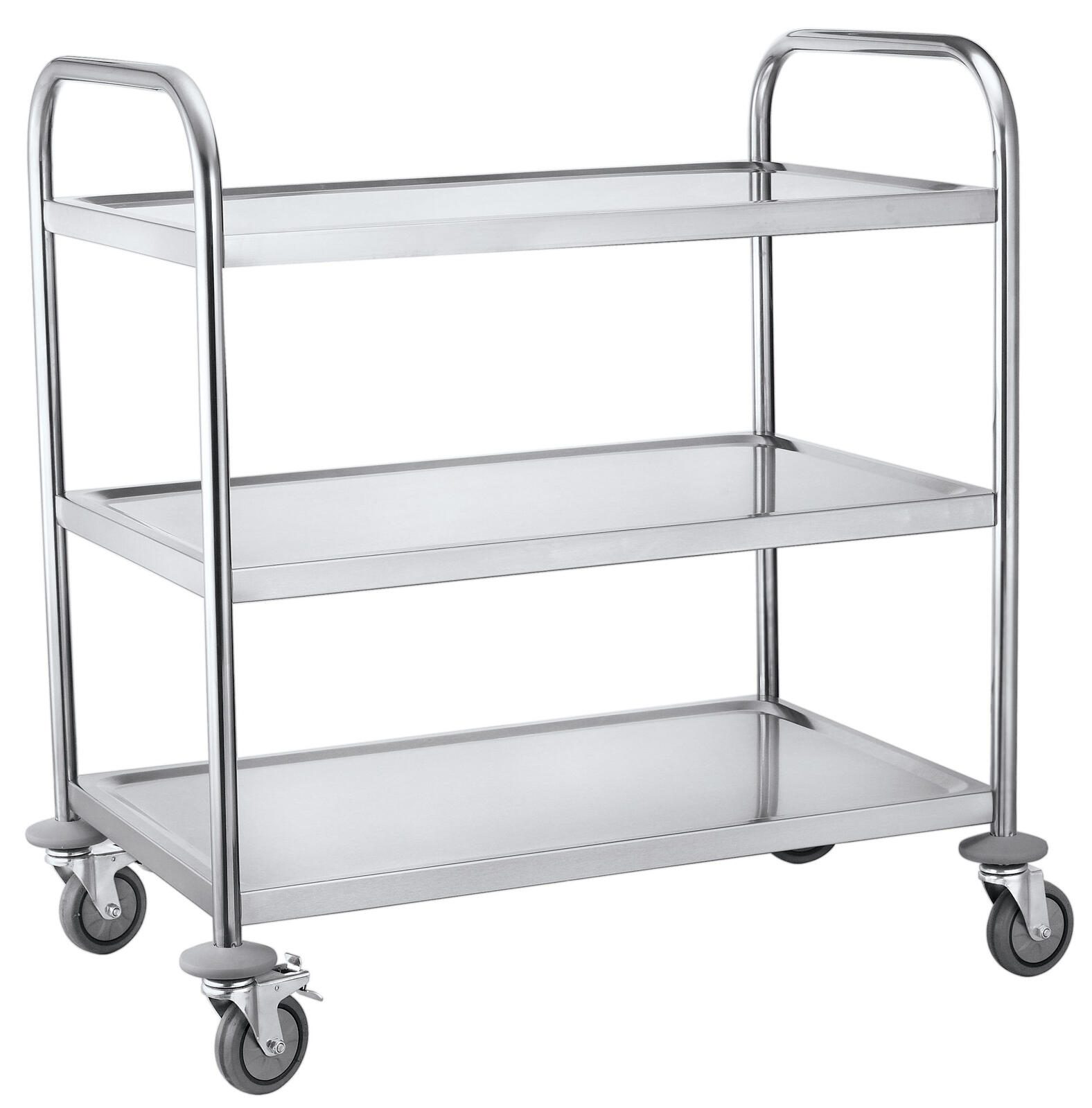 Chariot de service en acier inoxydable 84,5 x 52,5 x 94,0 cm