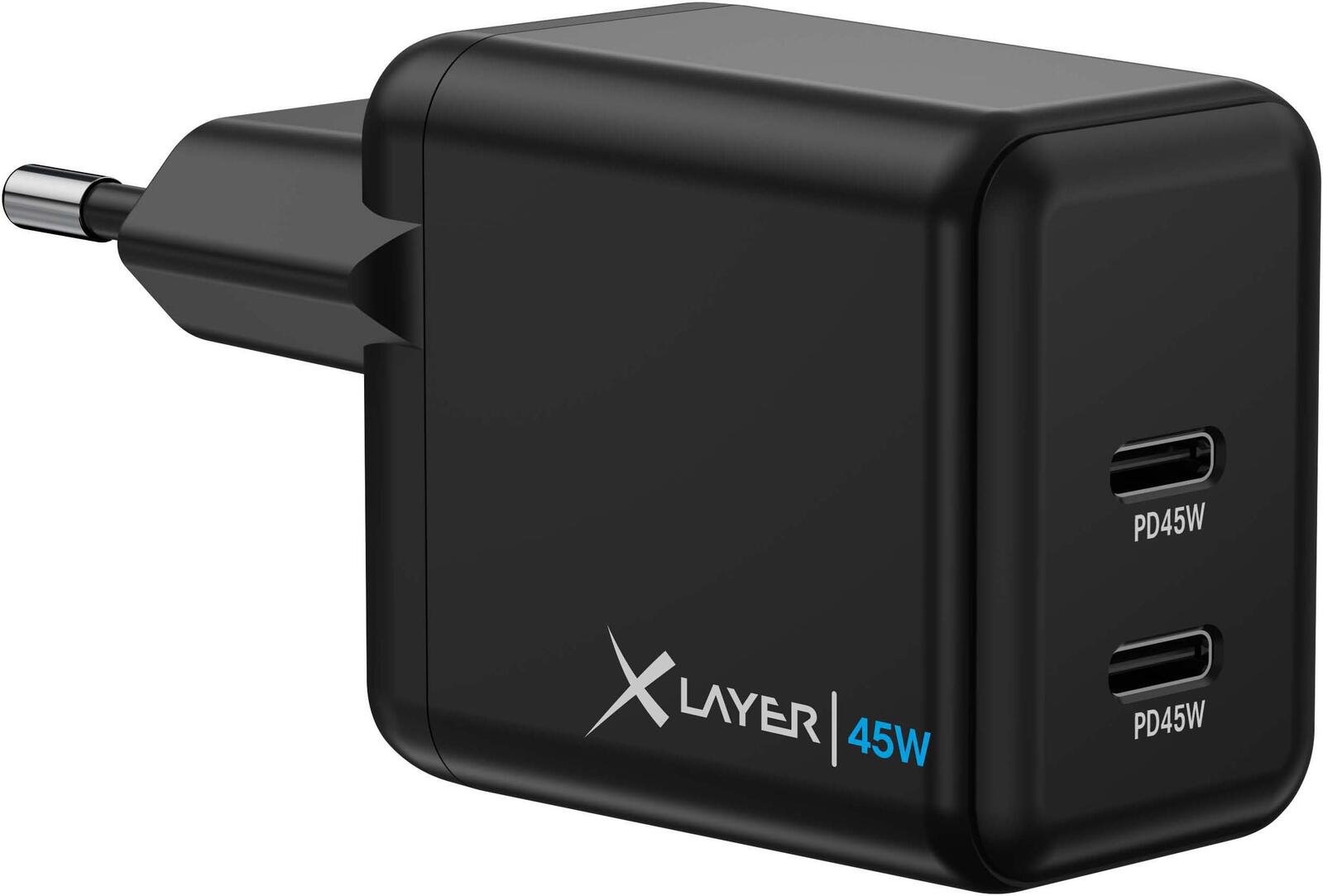 Chargeur XLAYER 45W 2x USB-C, noir