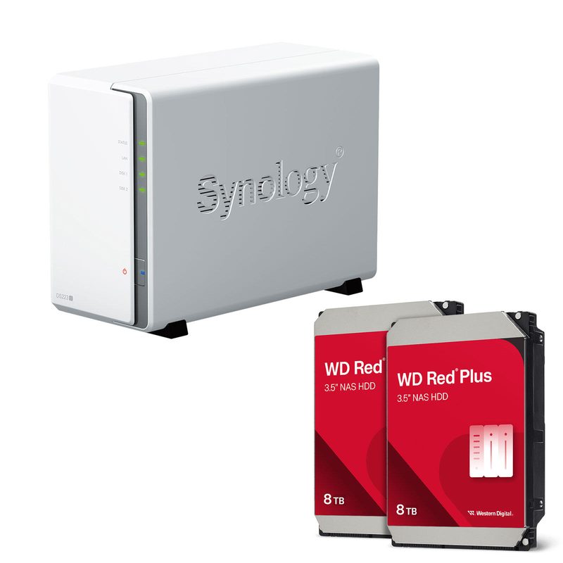 Synology DiskStation DS223J Boîtier NAS 2 baies + 16 To (2x 8 To WD Red Plus)