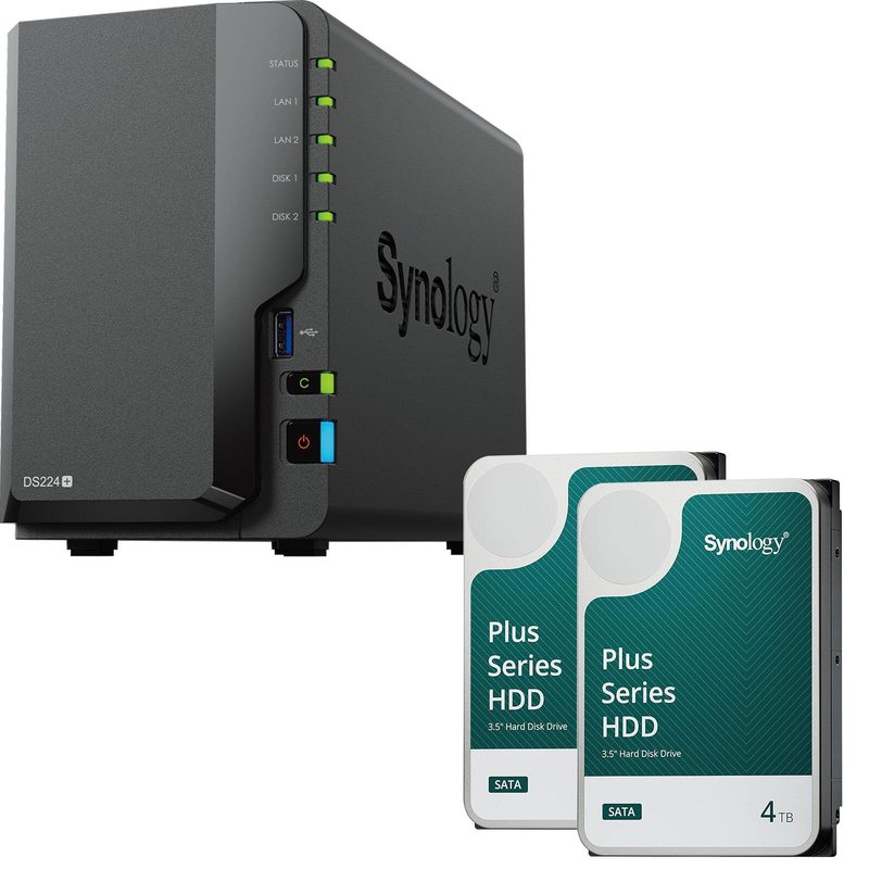 Synology DiskStation DS224+ boîtier NAS 2 baies + 8 To Synology Plus 3,5" HDD (2x4 To)
