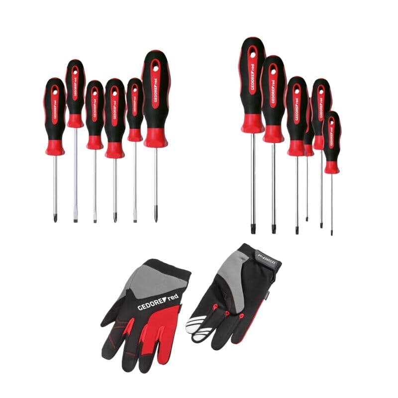 Jeu de tournevis Gedore RED PH+SL + T10-40 avec gants