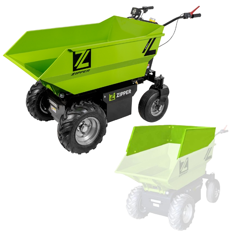 Décapeuse électrique Zipper Akku-Rad-Dumper ZI-ED500 | 48 V | Charge 500 kg | Autonomie 8 h | Benne supplémentaire