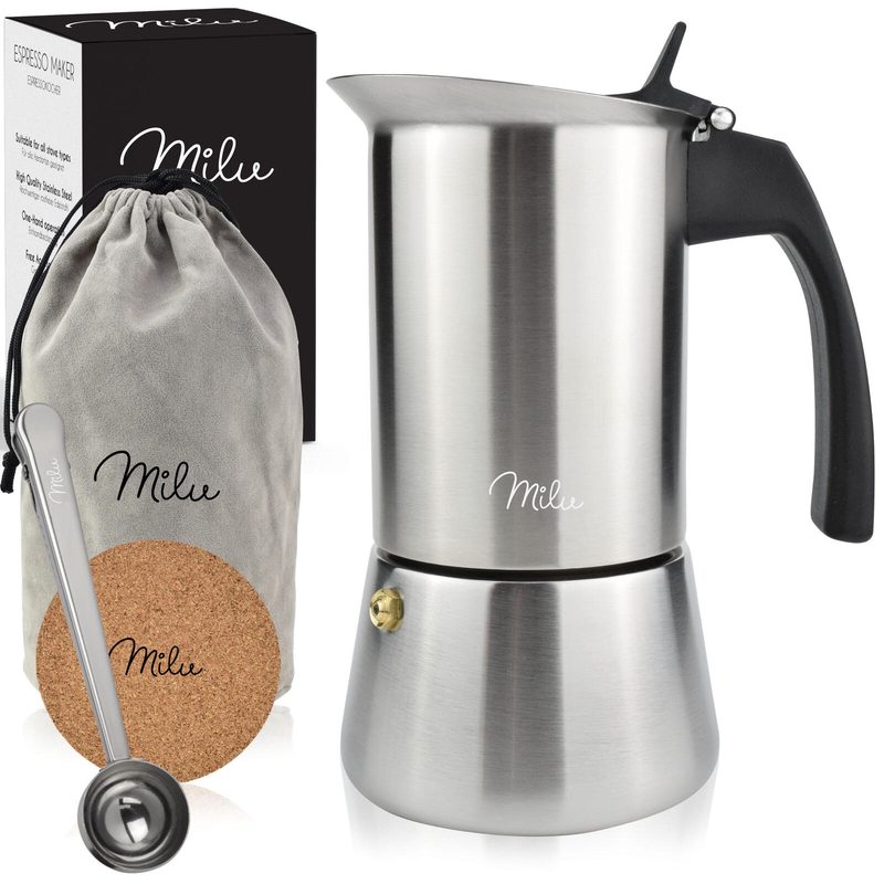Milu 6 tasses cafetière à espresso argent/noir