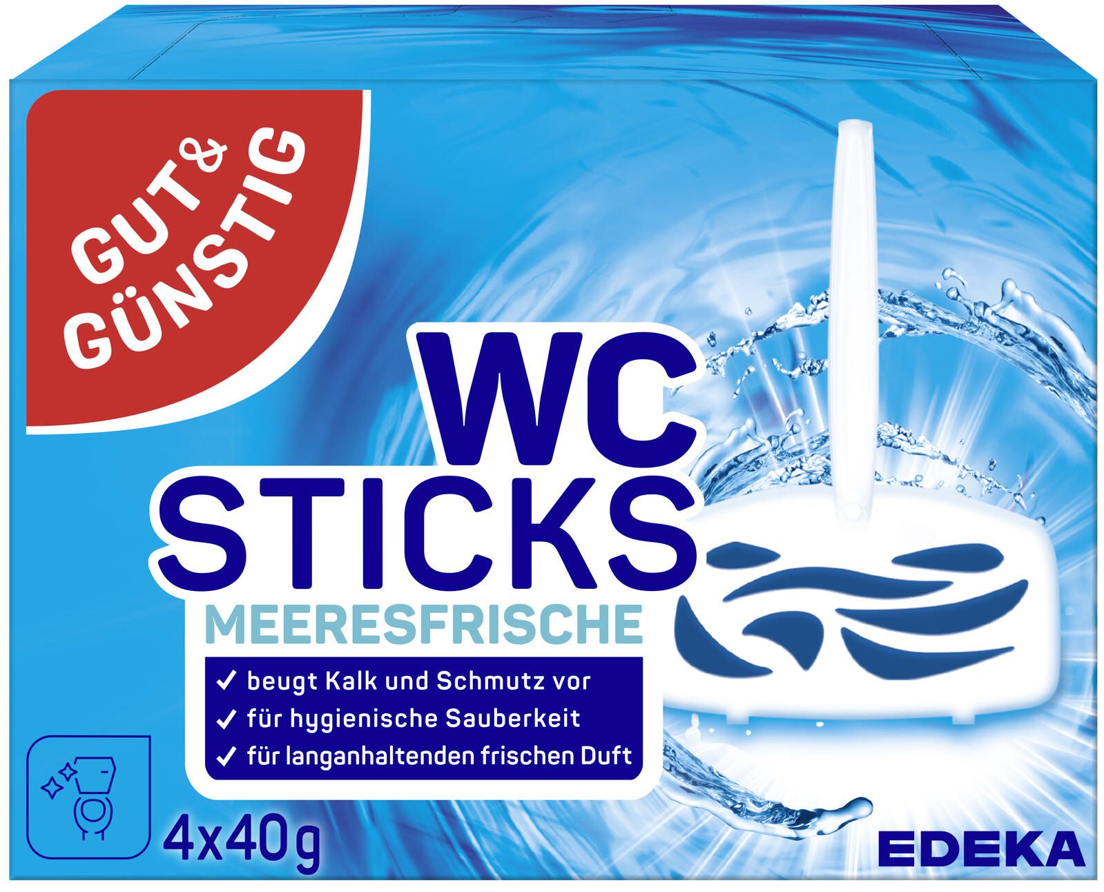 GUT&GÜNSTIG Désodorisant WC Fraîcheur marine 4 pièces — lot de 4 pièces