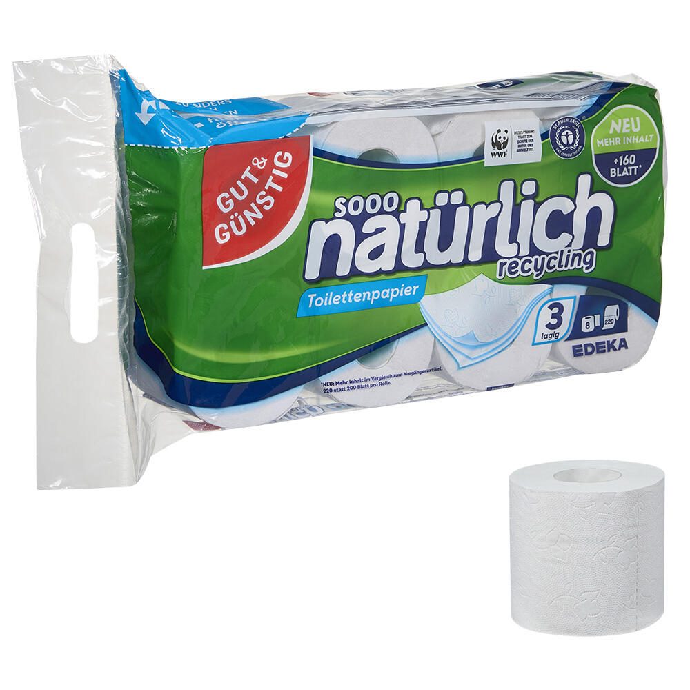 Papier toilette GUT&GÜNSTIG 3 couches (1 pack = 8 rouleaux)