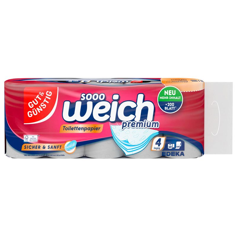 Papier toilette GUT&GÜNSTIG 4 couches 1 pack = 10 rouleaux