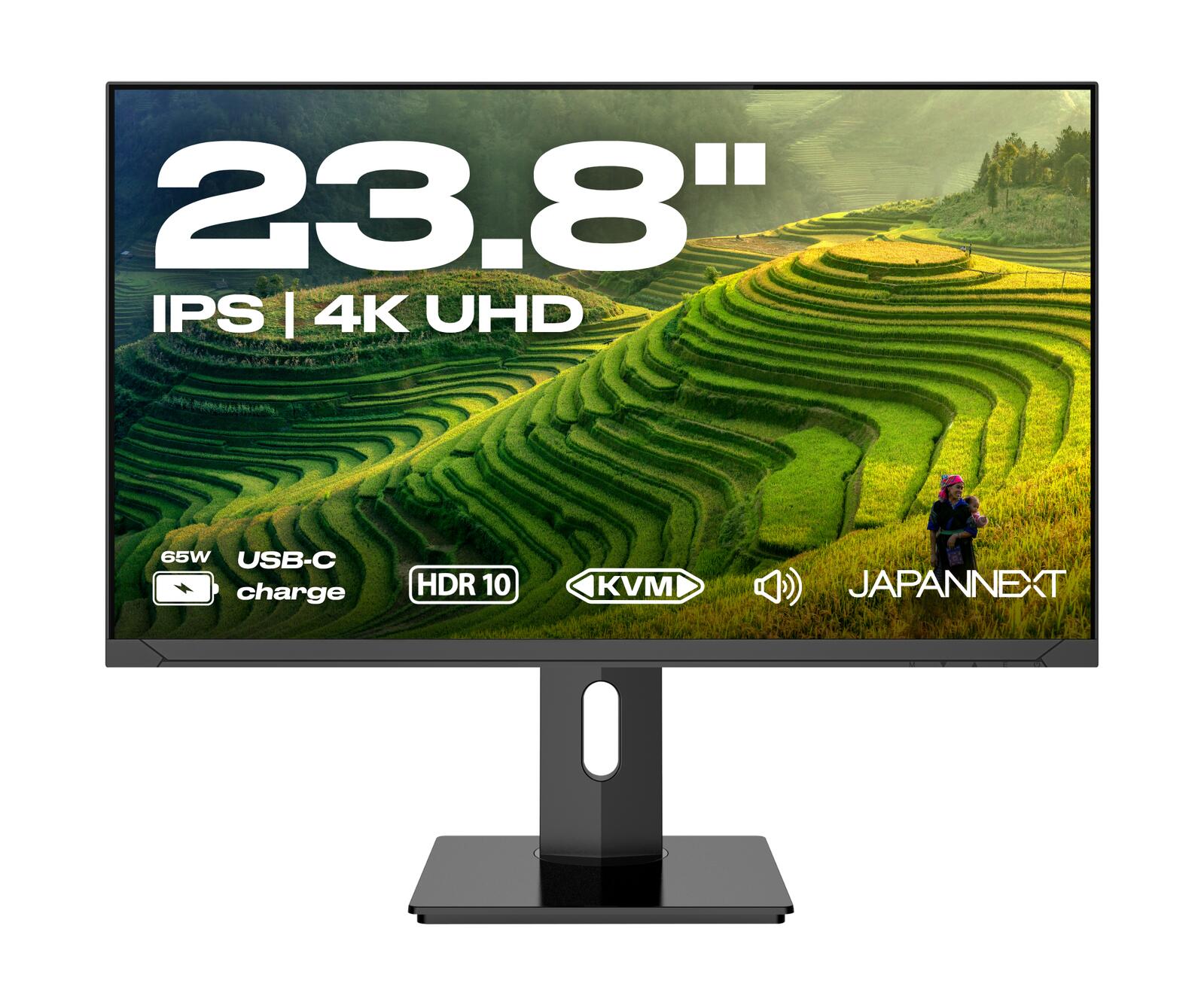 Écran 4K UHD JapanNext 60,45 cm (23,8") 3840x2160 pixels, dalle IPS, 8 ms, 60 Hz, AMD FreeSync, HDMI, DisplayPort