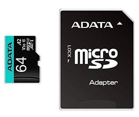 Carte microSDXC ADATA Premier Pro V30S UHS-I 64 Go avec adaptateur SD
