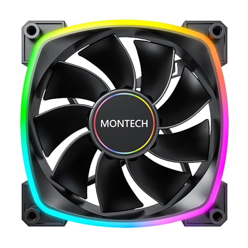 Ventilateur Montech RX140 PWM, 140 mm, éclairage ARGB noir, contrôle intelligent PWM 4 broches
