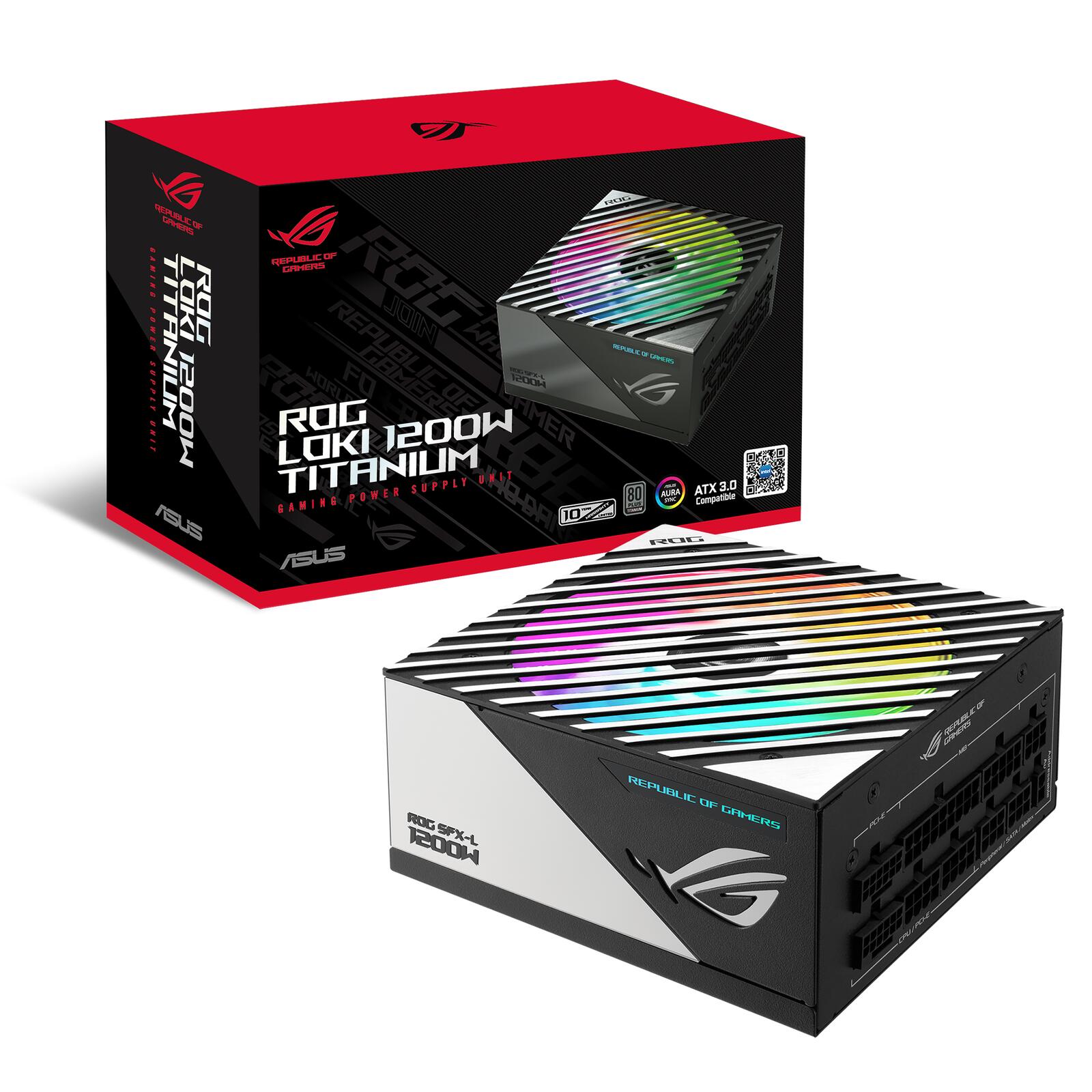 ASUS ROG Loki SFX-L 1200W, 80 PLUS Titanium alimentation, modulaire, PCIe 5.0 - 1200 Watt, blanc