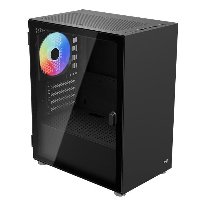 Boîtier PC AeroCool CS-111-G-BK-v1 Mini-Tower Noir Micro-ATX/Mini-ITX, paroi latérale en verre
