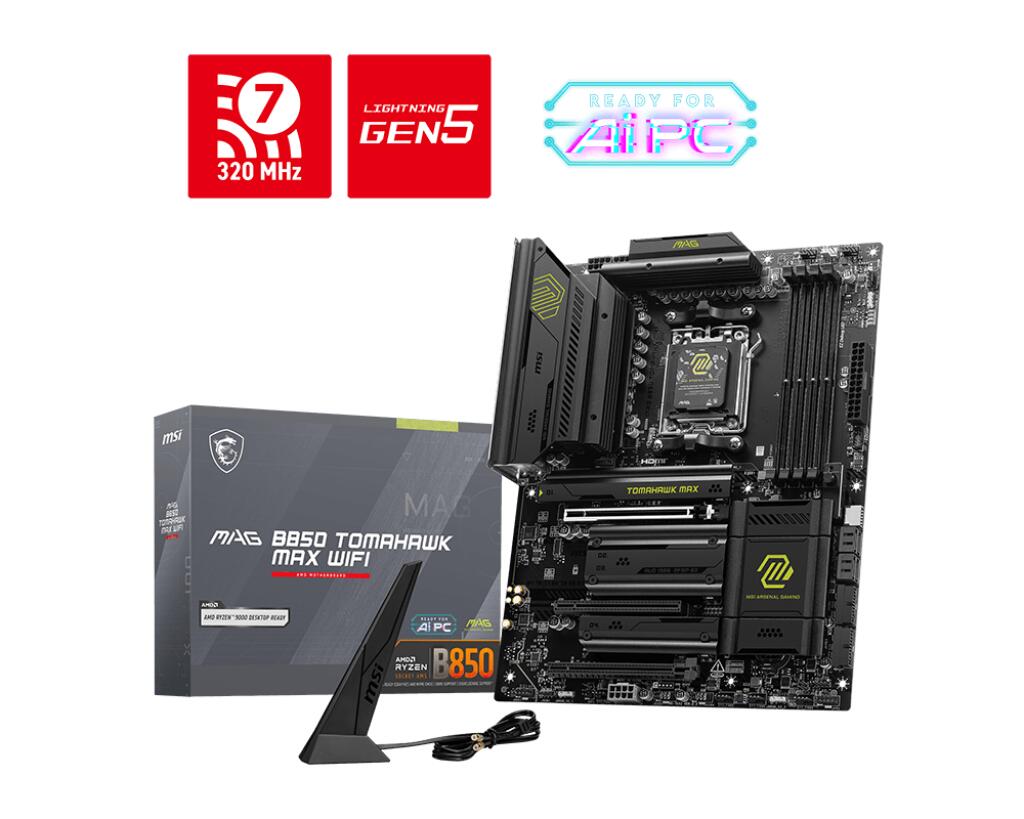 Carte mère MSI MAG B850 Tomahawk Max WiFi, Socket AM5, AMD B850, ATX, DDR5