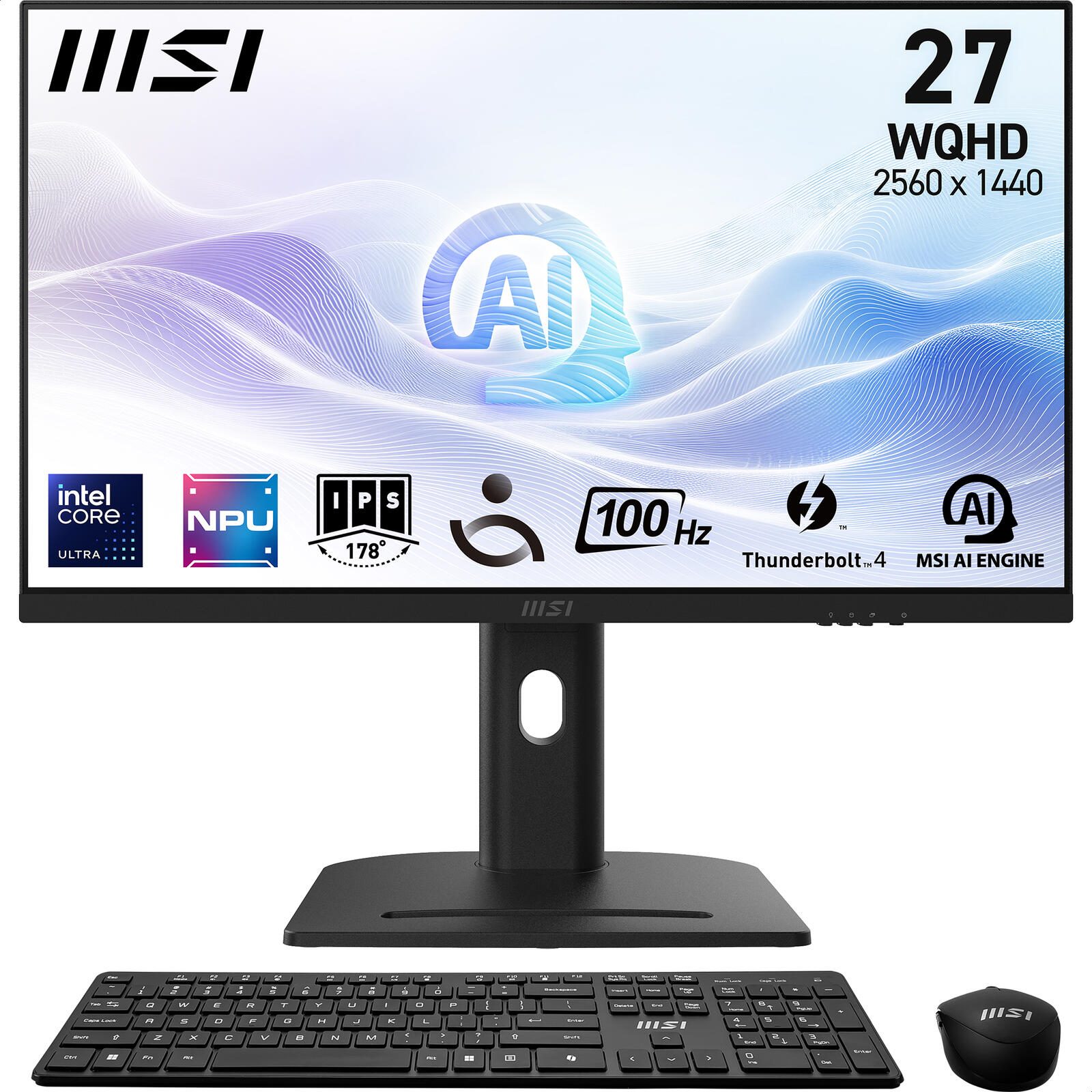 PC tout-en-un MSI Modern AM273QP AI 1UMG-221AT 68,6 cm (27") - Intel® Core™ Ultra 7 155H, 32 Go RAM, 1 To SSD, Win11 Pro