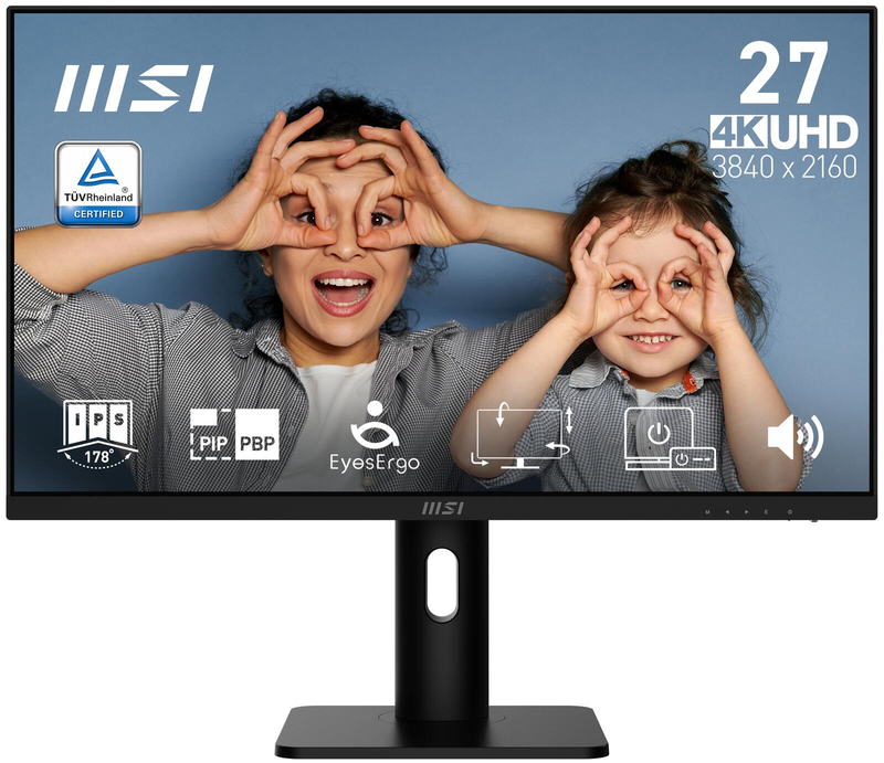 Écran MSI PRO MP273UPDE E6 68,6 cm (27") 4K UHD, 4 ms, 60 Hz, IPS, HDMI, DisplayPort