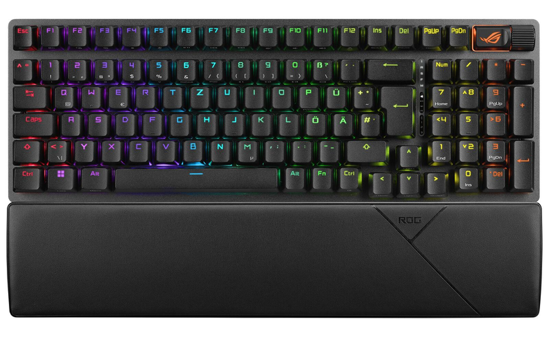 Clavier mécanique gaming ASUS ROG Strix Scope II 96 Wireless, noir - Disposition QWERTZ, interrupteurs ROG NX Snow, repose-poignet, éclairage RGB Aura Sync